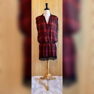 Haute Hippie Plaid Silk Drop Waist Dress